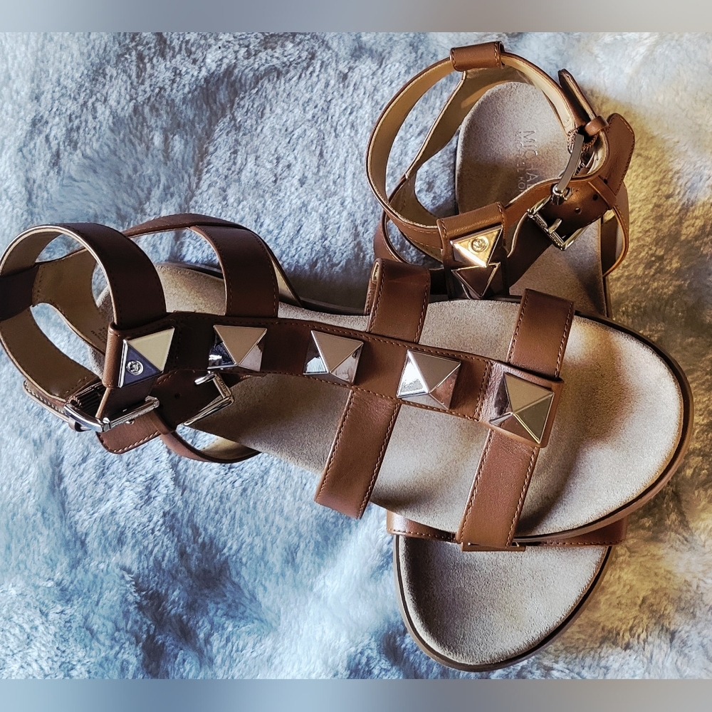 Michael Kors Tan Sandals with Silver Accents